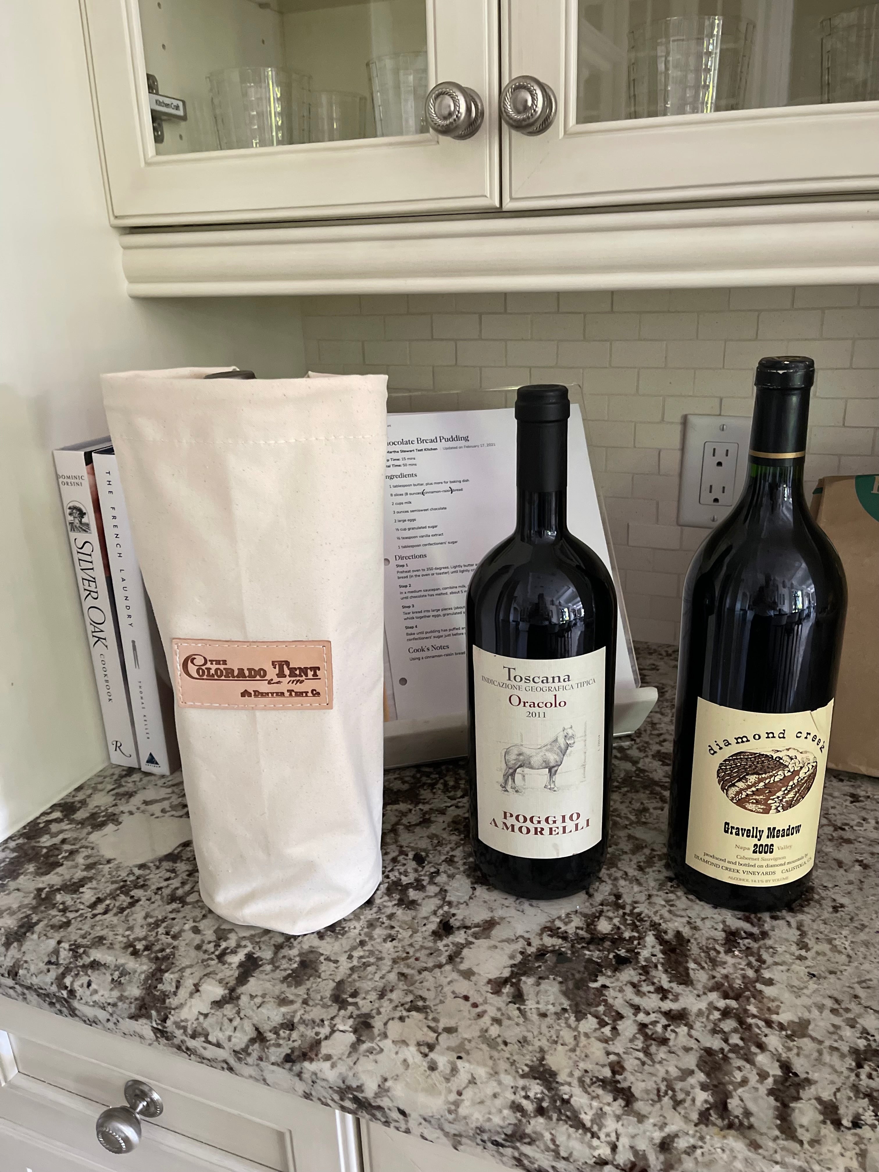 Canvas gift bag for wine, alcohol, peanut butter, or any gift