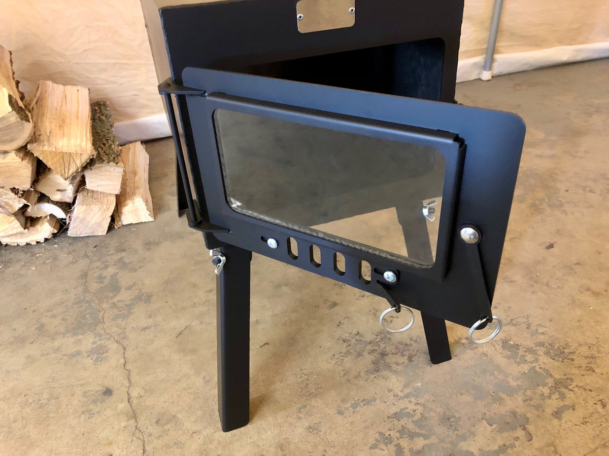 Explorer Wood Stove by North Woods Fabrication, glass door detail