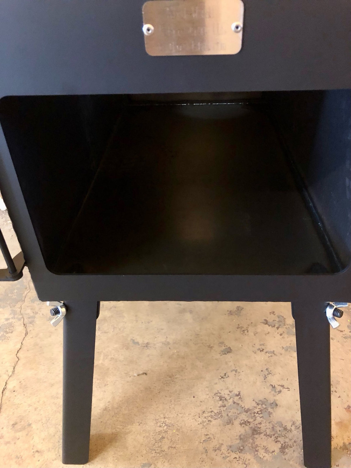 Explorer Wood Stove Kit by North Woods Fabrication, inside the firebox from the door