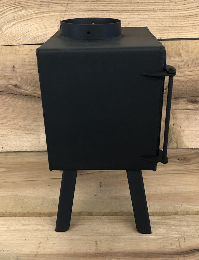 Mini Base Camp Wood Stove by North Woods Fabrication, side view