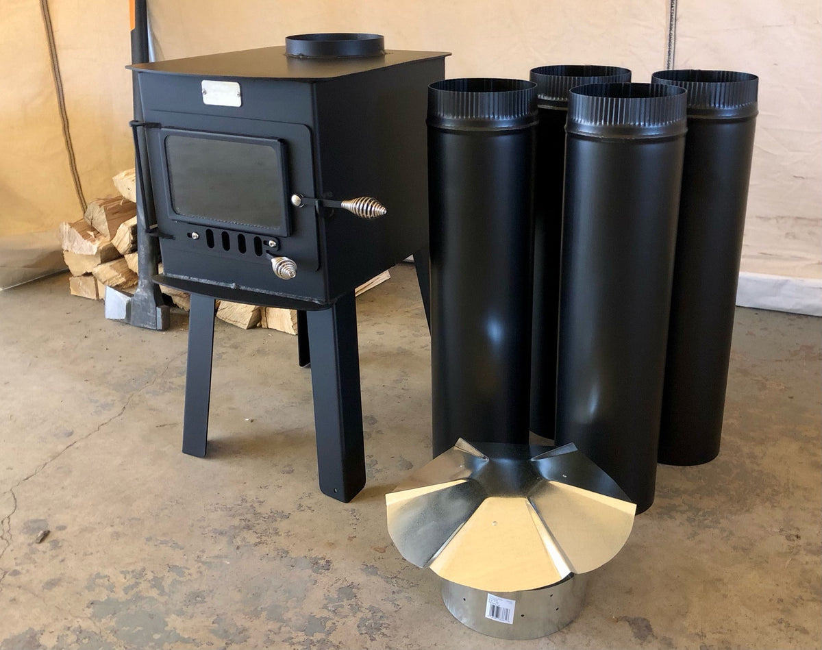 Woodsman Stove Kit by North Woods Fabrication, the stove in the 12x15 bundle