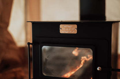 Woodsman XL Wood Stove by North Woods Fabrication, fire through the glass door