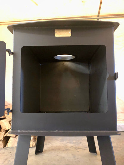 Woodsman XXL Stove Kit by North Woods Fabrication, inside the firebox